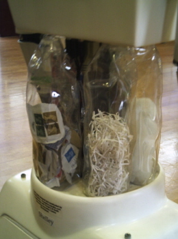 Its tummy contains shredded paper, used postage stamps and various old fabrics.