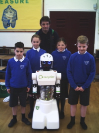 Forefield pupils with Mr Taggart and Recycler