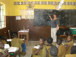 Miss Cain teaching a class