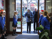 Pupils welcome our guests.